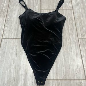 Good American Velour Black Bodysuit